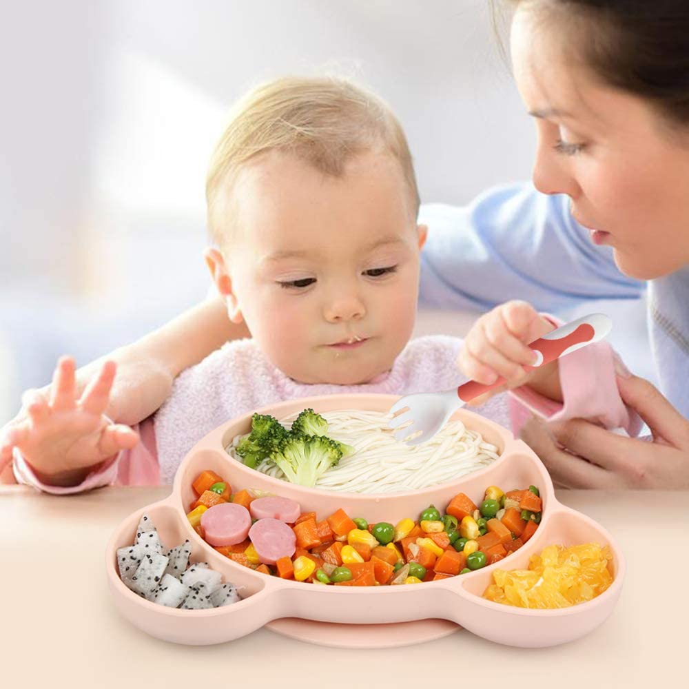 Assiette à ventouse pour bébé en forme d'ours