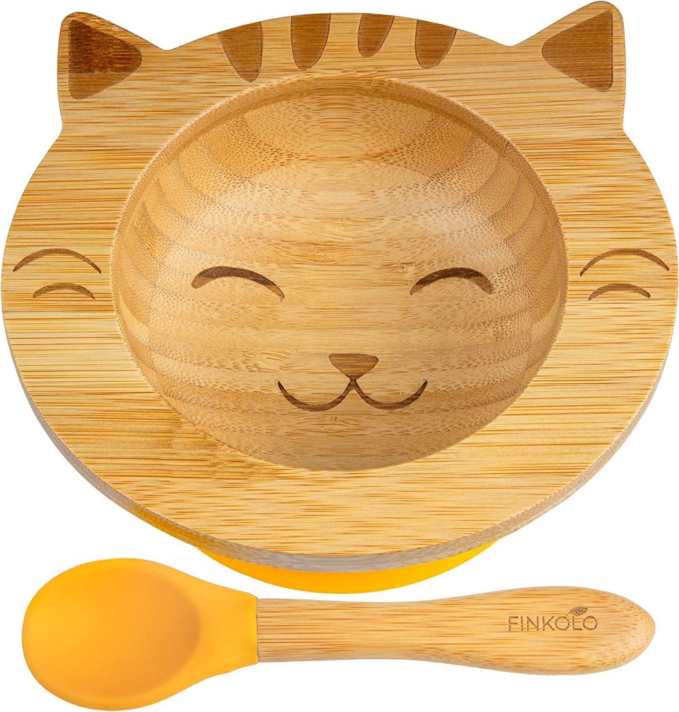 Assiette à ventouse pour bébé en forme de chaton