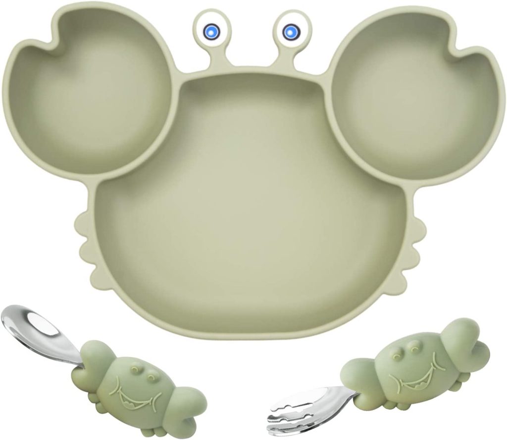 Assiette à ventouse pour bébé en forme de crabe