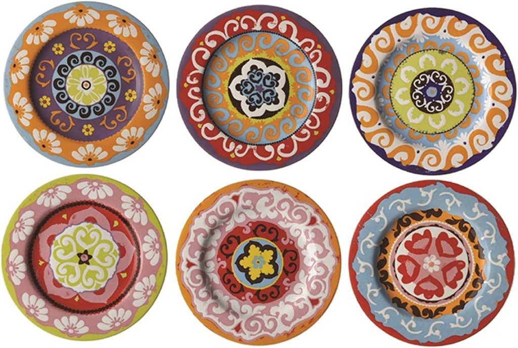 assiette design colorée avec des motifs originaux