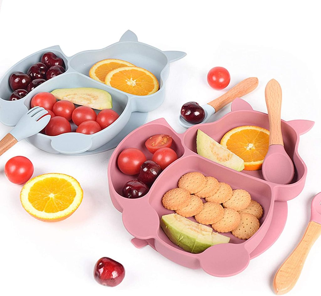 Assiette à ventouse pour bébé en forme d'écureuil